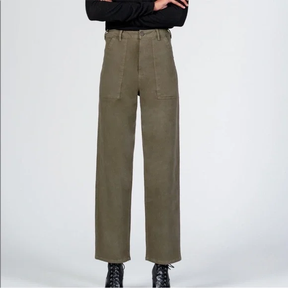 Black Orchid Military Wide Leg Pants Army Green sz 25 - Picture 1 of 11